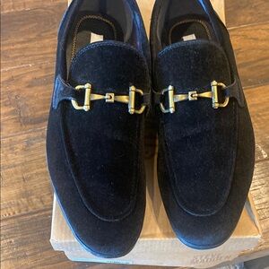 Men's Black Loafers with Gold Buckle